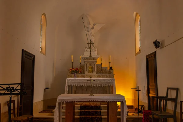 Castelaud Chapelle Francia Settembre 2023 Altare Sacro Cerimonia Centrotavola Nella — Foto Stock