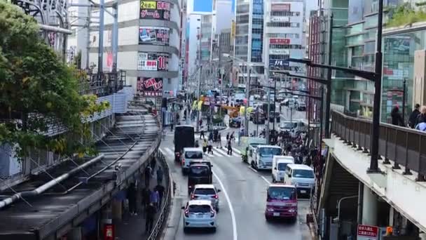 Τόκιο Ιαπωνία Νοεμβρίου 2023 Bustling Street Scene Πεζούς Και Οχήματα — Αρχείο Βίντεο