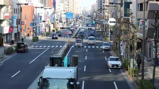 Tokio Japan November 2023 Smooth Traffic Four Lane Road Temidden — Stockvideo