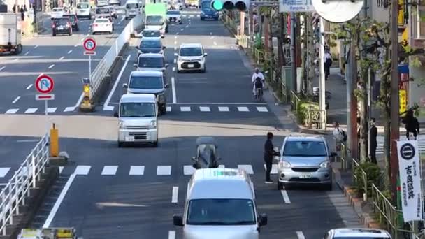 Tokio Japón Noviembre 2023 Tráfico Suave Una Carretera Cuatro Carriles — Vídeo de stock