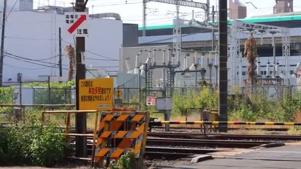 Tokio Japan November 2023 Radfahrer Wendet Einem Bahnübergang — Stockvideo