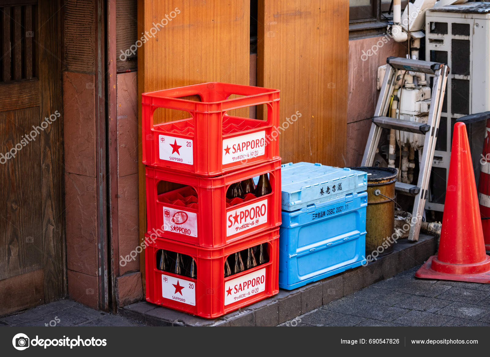 Tokyo Japan October 2023 Stacked Beverage Crates Establishment Stock