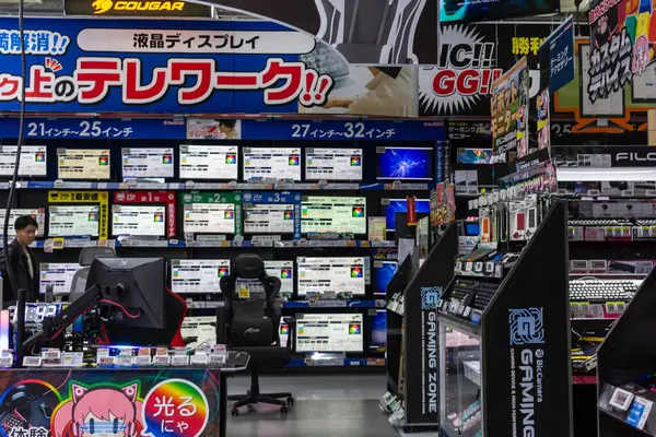 Tokio Japón Octubre 2023 Mostradores Caja Una Tienda Electrónica Con — Foto de Stock