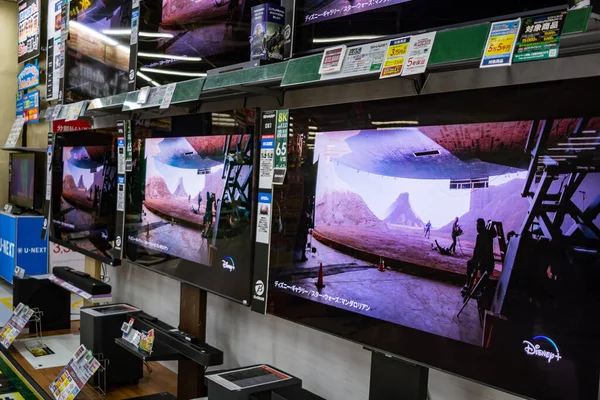 Tokio Japón Octubre 2023 Exhibición Televisores Alta Definición Una Tienda — Foto de Stock