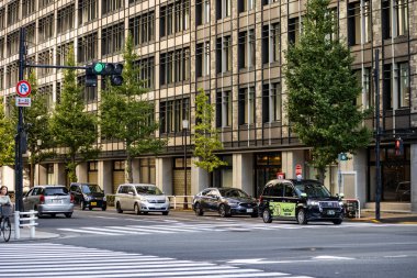 Tokyo, Japonya, 26 Ekim 2023: Trafik ışıkları ve yaya geçidi ile yoğun kavşak