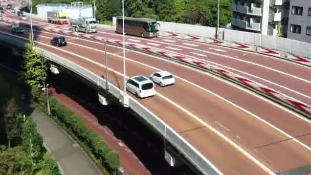 2023年11月22日 日本东京 繁忙的东京高速公路上的交通流量 — 图库视频影像