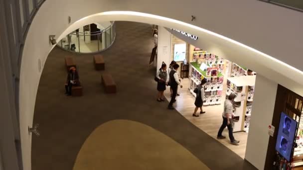 11月22日 日本东京 当代购物中心内的购物者和座位区 — 图库视频影像