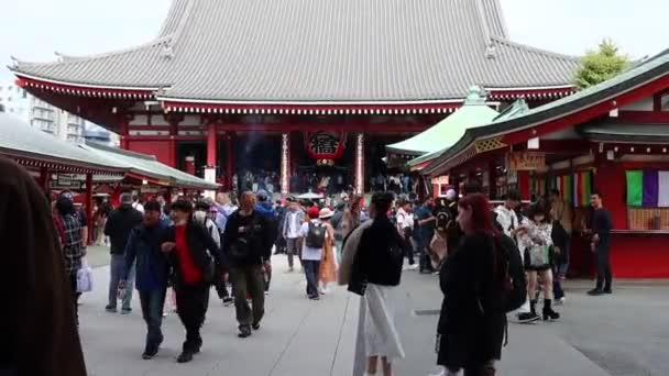 2023年11月22日 東京都観光客の多い神道寺の敷地内で忙しいマーケットプレイス — ストック動画