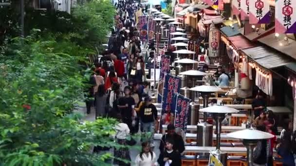 Tokio Japan November 2023 Bruisende Straat Met Buitendineren Tokio — Stockvideo