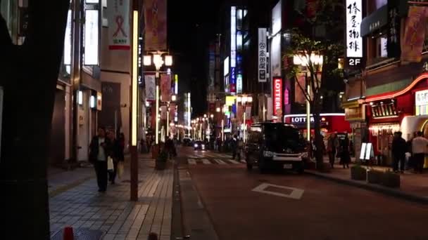 Tokyo Japonya Kasım 2023 Tokyo Neon Işıklı Bir Caddenin Gece — Stok video