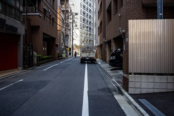Tokio Japón Noviembre 2023 Vista Calle Con Camiones Aparcados Edificios — Foto de Stock