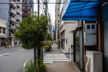 Tokyo, Japonya, 28 Ekim 2023: Tokyo 'nun yerleşim bölgesinde sessiz yaya sokağı