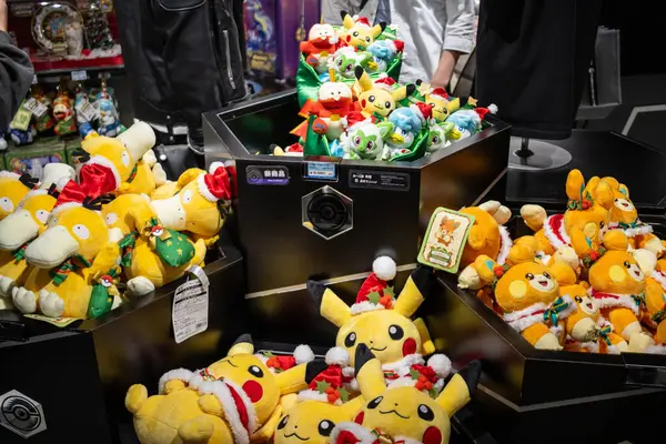 Tokio Japón Octubre 2023 Surtido Juguetes Peluche Pokémon Una Exhibición — Foto de Stock