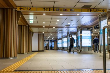 Tokyo, Japonya, 30 Ekim 2023: Tokyo 'da otomatik kapıları olan modern metro istasyonu girişi