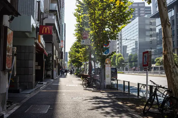 Tokyo, Japonya, 2 Kasım 2023: McDonald 's ve yaya trafiğiyle dolu sokak sahnesi