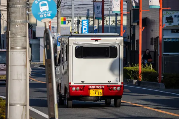 Tokio Japón Noviembre 2023 Vista Trasera Pequeño Camión Reparto Calle — Foto de Stock