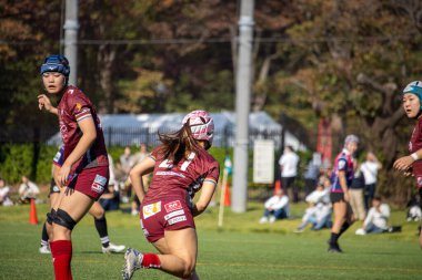 Tokyo, Japonya, 4 Kasım 2023: Sahadaki kadın rugby oyuncuları