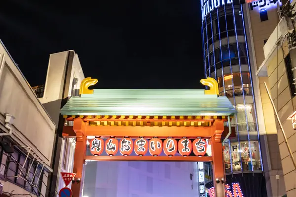 Tokio Japón Noviembre 2023 Puerta Iluminada Torii Por Noche Tokio — Foto de Stock