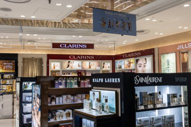 Tokyo, Japan, 7 November 2024: Luxury Cosmetics and Fragrance Store in Shopping Mall clipart
