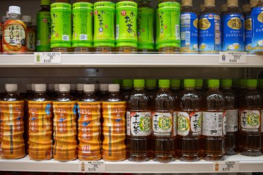Tokyo, Japan, 7 November 2024 : Assortment of Japanese Teas on Supermarket Shelf clipart