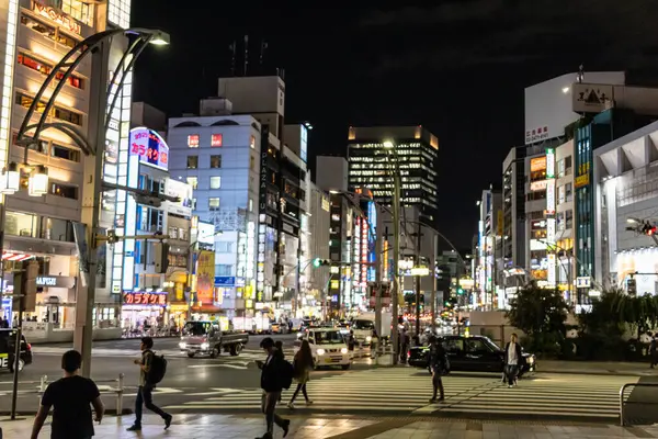 Tokio Japón Noviembre 2024 Vibrante Escena Nocturna Tokio Con Señalización — Foto de Stock