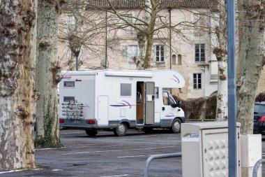 France, 10 March 2024 : Challenger Motorhome Parked in Urban Area clipart