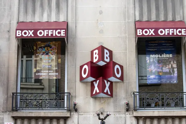 stock image France, 30 March 2024: Box Office Sign at Theater Entrance
