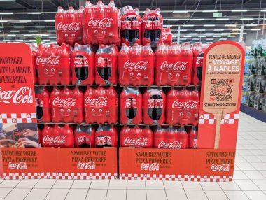 France, April 11, 2024: Coca-Cola display at a grocery store