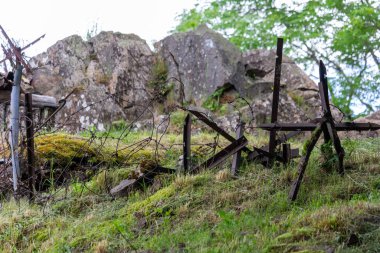 Almanya, 12 Haziran 2024: Eski Dünya Savaşı tanksavar bariyerleri yamaçta