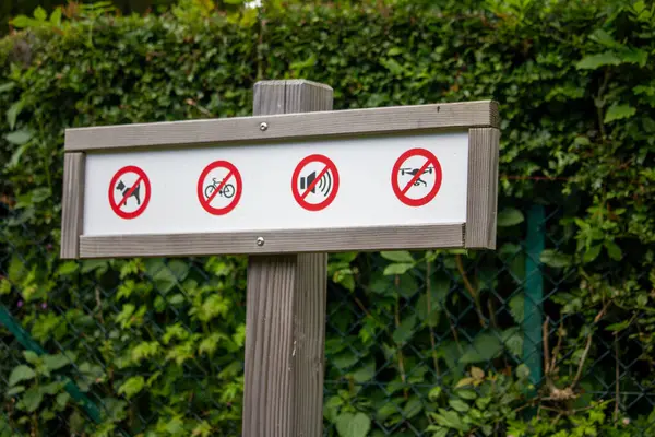 stock image Germany, 12, June, 2024: Prohibition sign with various symbols