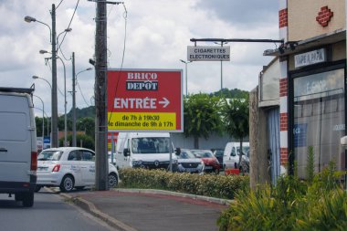 France, 1, July, 2024: Brico Depot entrance sign on a commercial street clipart