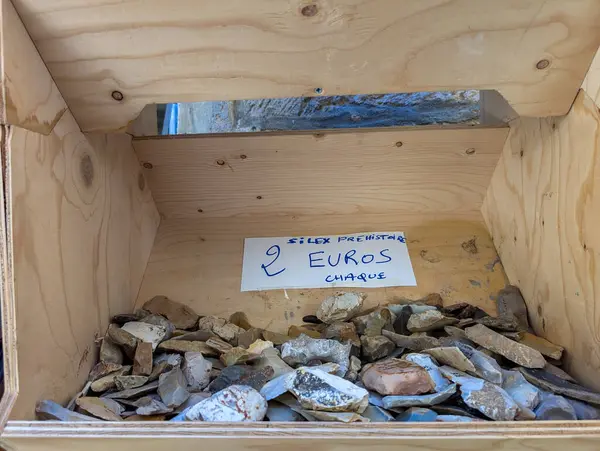 stock image France, 7, July, 2024: Flint stones for sale with price sign in French