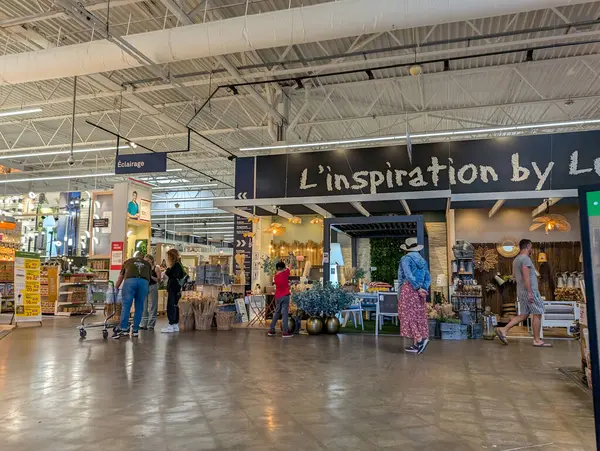 Stock image France, 13 July 2024: People shopping at Leroy Merlin store interior with L'inspiration by Leroy Merlin sign