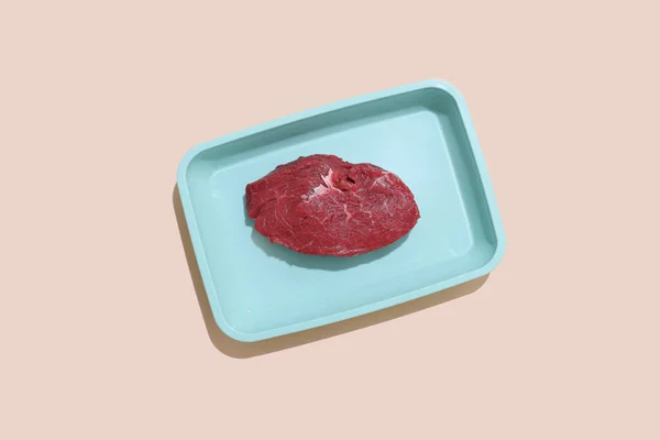 Raw Meat Color Background Ready Cooking Food Concept — 图库照片