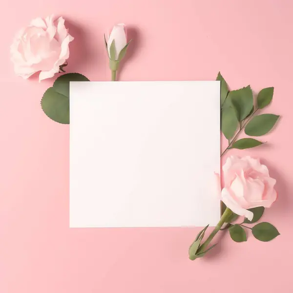 紙のモックアップとバレンタインの背景 — ストック写真
