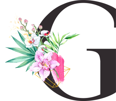 Alfabe ve orkide çiçeği suluboya düğün mektubu.