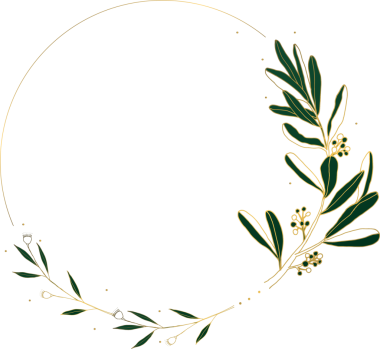 Altın çiçekli zarif bir çelenk.