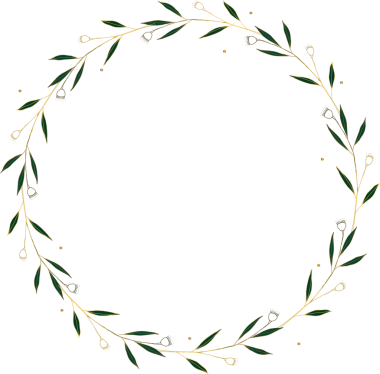 Altın çiçekli zarif bir çelenk.