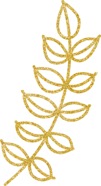 Altın parıltılı çiçek ve yaprak