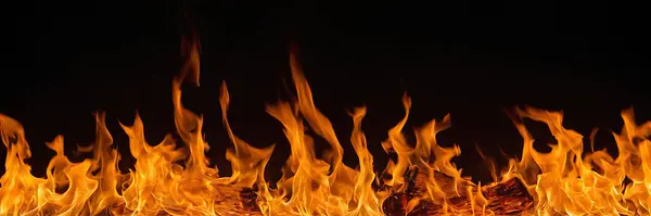 Burning Flames Black Background — Stock Photo, Image