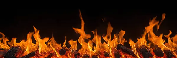 Flăcări Foc Fundalul Negru — Fotografie, imagine de stoc