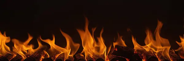 Burning Fire Black Background — Stock Photo, Image