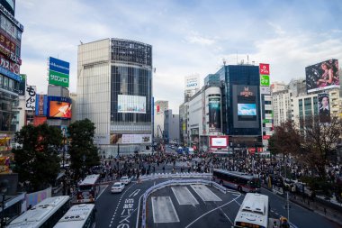 Tokyo, Japonya - 16 Kasım: İnsanlar 16 Kasım 'da Tokyo' da sokakta yürürler. Tokyo, Japonya.