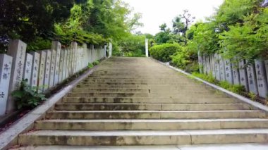 Parkta ahşap bir merdiven