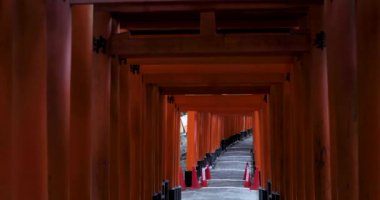 kyoto, japan, 10 Ekim, 2019: Fushimi inari türbesindeki kırmızı torii kapısı