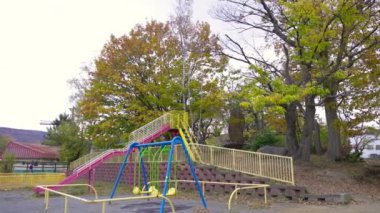 Parktaki bir oyun parkının dikey görüntüsü