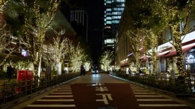 Akşam karanlığında şehrin manzarası.