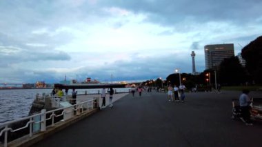 Yokohama alacakaranlıkta ufuk çizgisi, Japonya