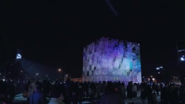 İsveç 'teki Stockholm şehrinin gece manzarası
