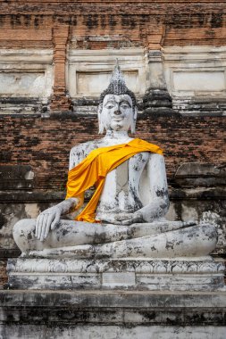 Tayland 'ın Ayutthaya bölgesindeki tapınakta bir Buda heykeli.